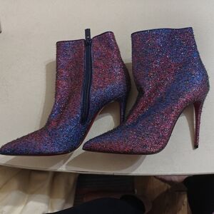Christian Louboutin 100mm So Kate Lurex Booty 36.5 Left 36 right *